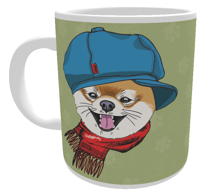 Nome do produto: Caneca Spitz Alemão de Boina e Cachecol