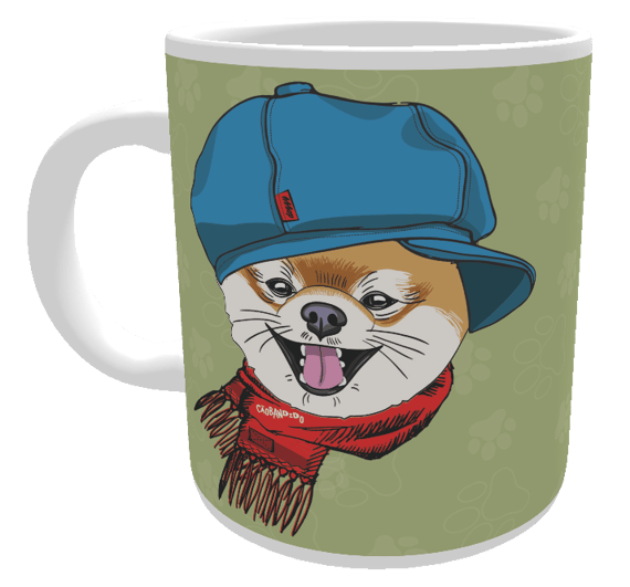 Caneca Spitz Alemão de Boina e Cachecol