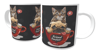 Caneca Gato e Cachorro - Friend Forever