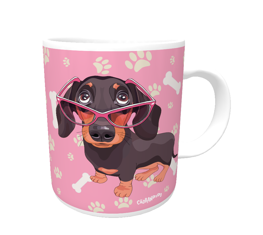 Caneca Dachshund de Óculos