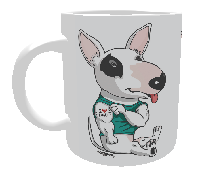 Nome do produto: Caneca Bull Terrier I Love Dad