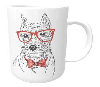 Caneca Schnauzer de Óculos e Gravatinha