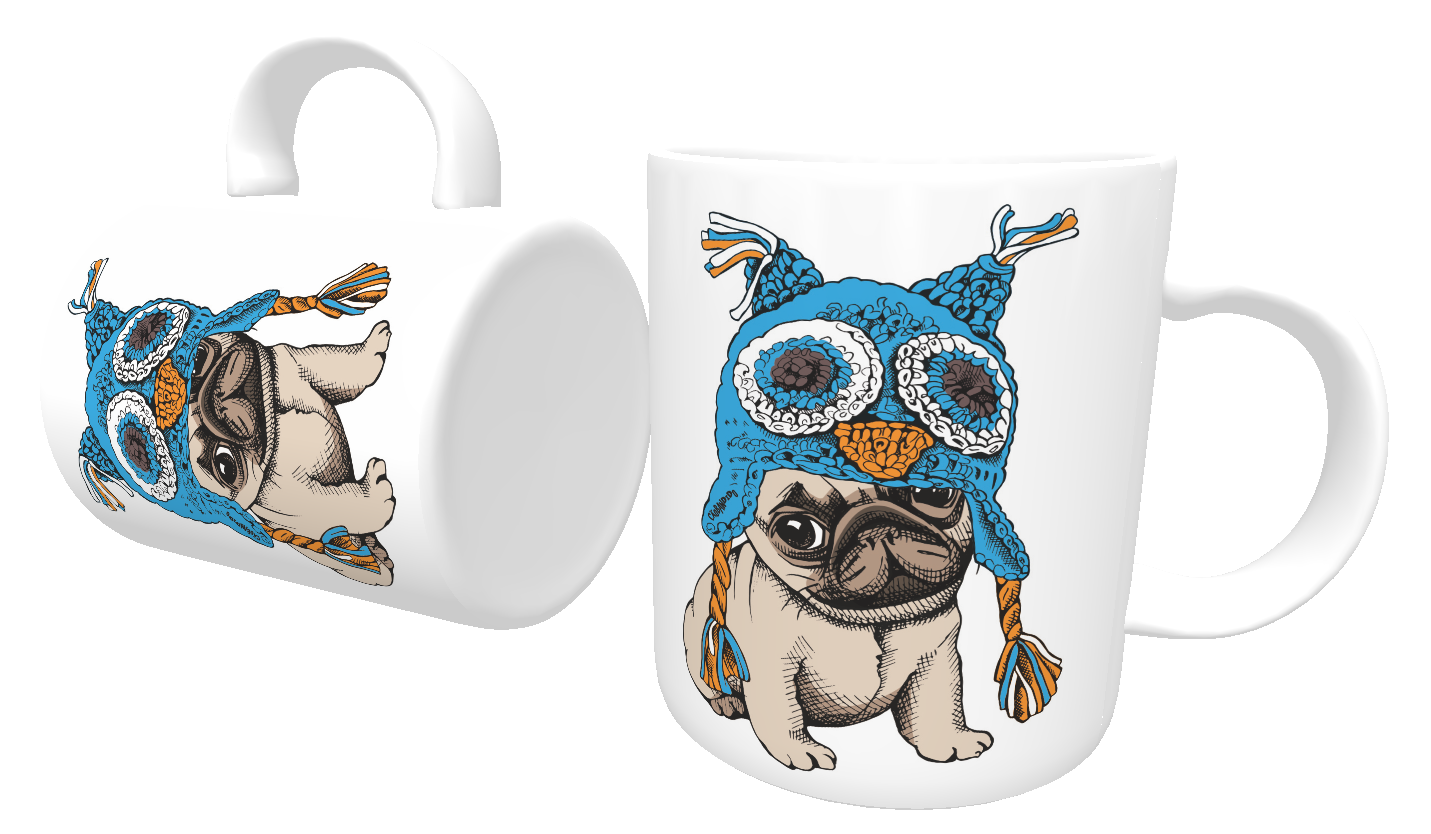 Caneca Cachorro Pug Coruja