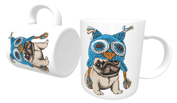 Caneca Cachorro Pug Coruja