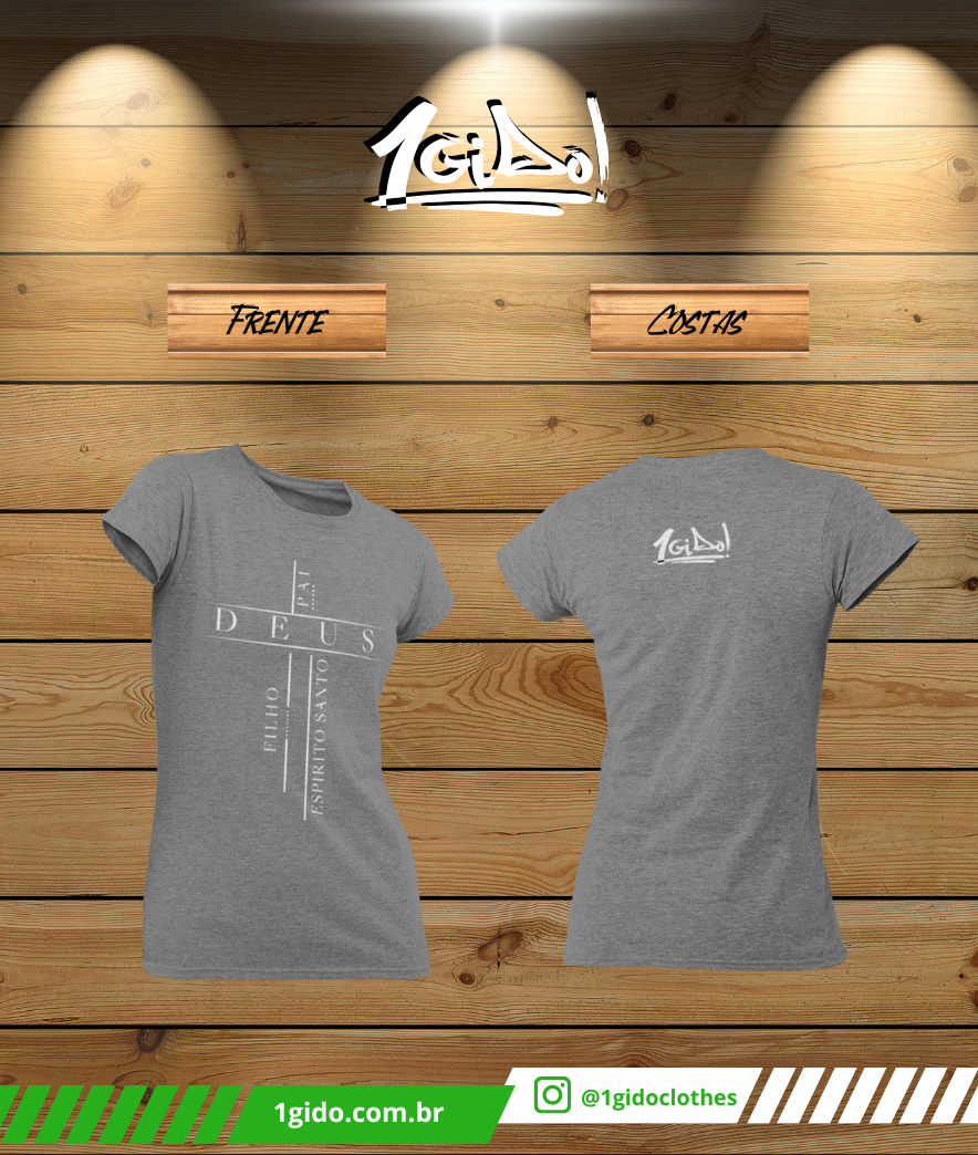 T-SHIRT 1Gido Estonada - Fem | Estampa Frente - Trindade [Escuras]