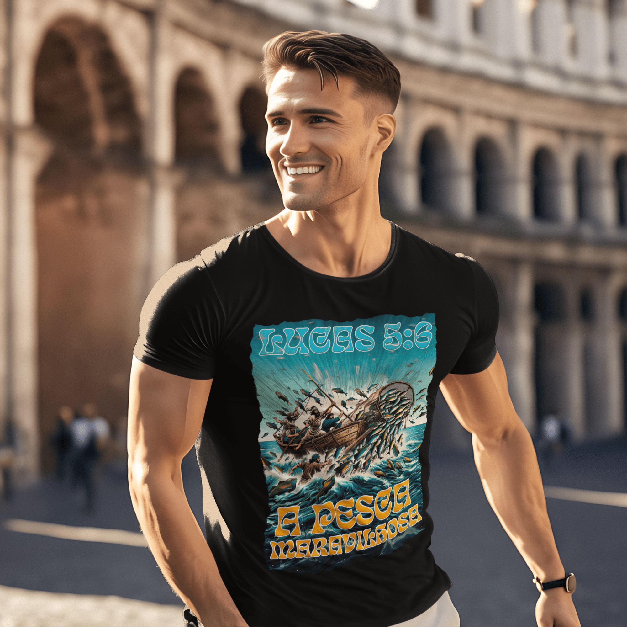 CAMISETA Pesca Maravilhosa - Lucas 5:6 (Camisa Masculina)