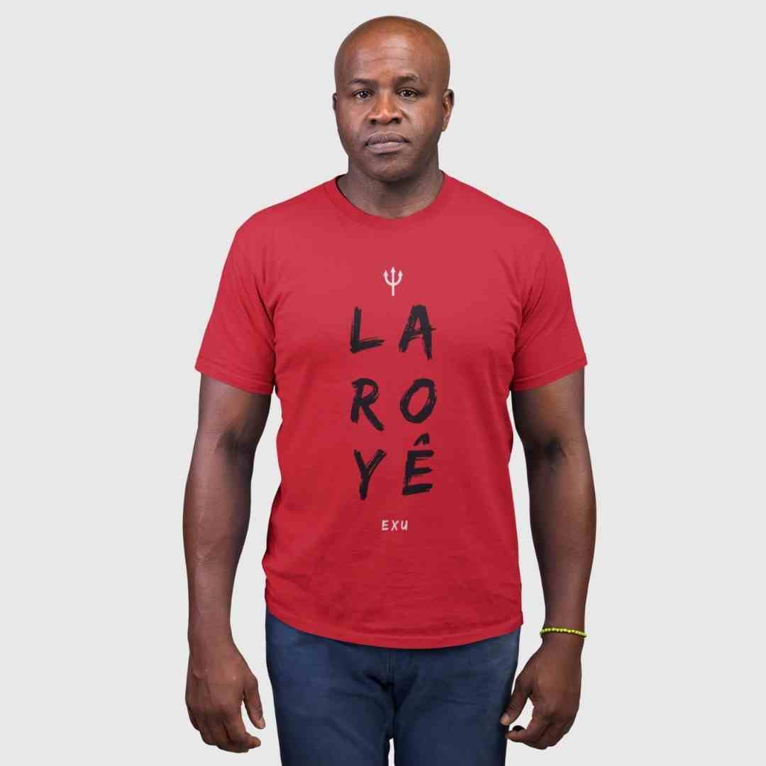 Nome do produto: Camiseta Masculina Laroyê Exu Alta Qualidade 100% Algodão Fio 30
