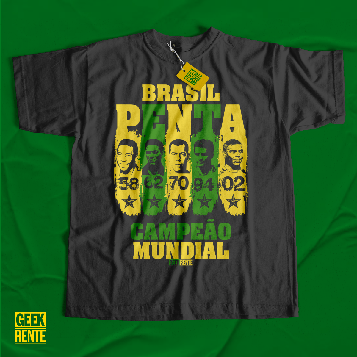 Nome do produto: CAMISETA PRETA - PENTA CAMPEÃO 58-62-70-94-02