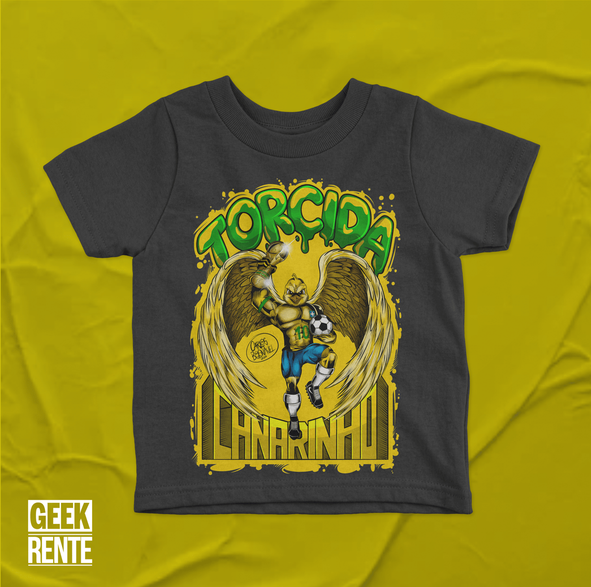 Nome do produto: Camiseta Infantil Preta TORCIDA CANARINHO