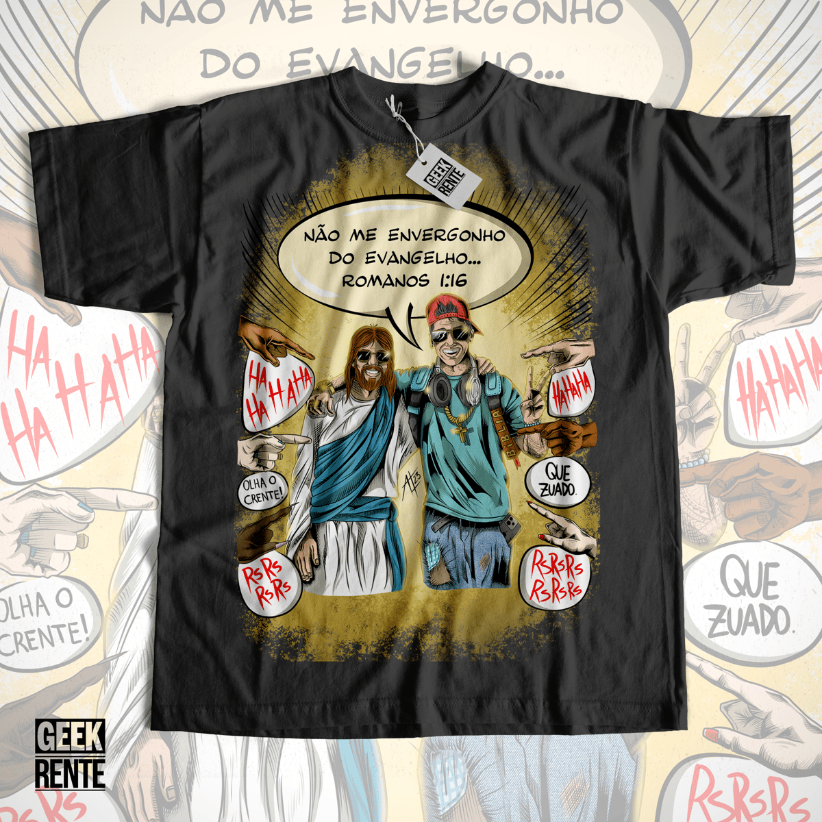 Nome do produto: Camiseta Masculina - Não me envergonho do Evangelho