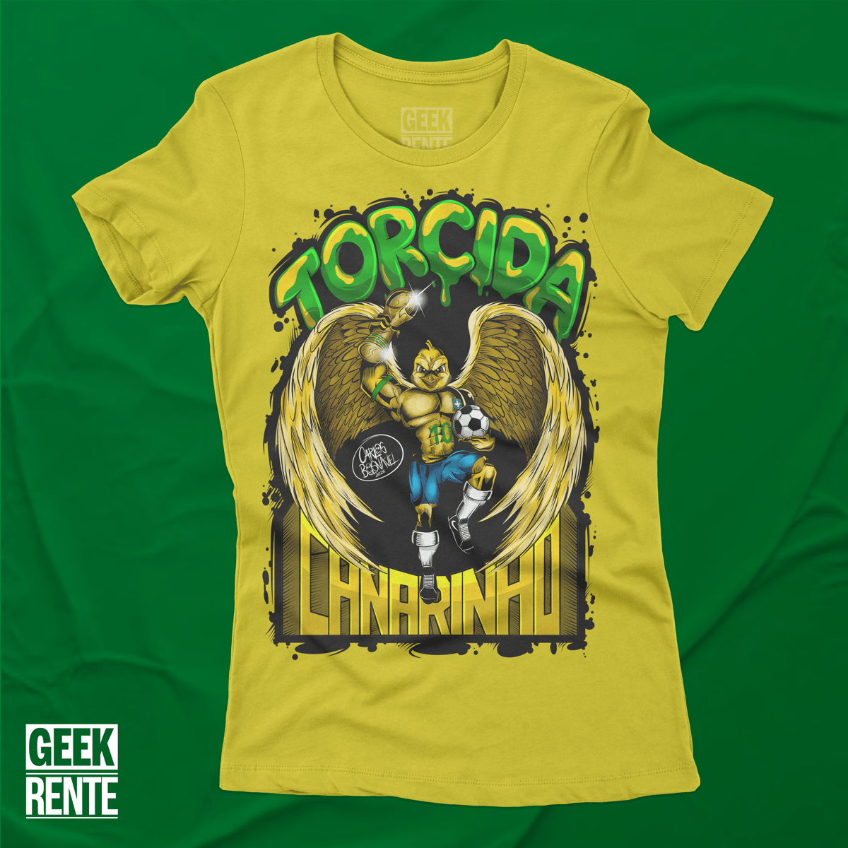 Nome do produto: Camiseta Feminina Amarela TORCIDA CANARINHO