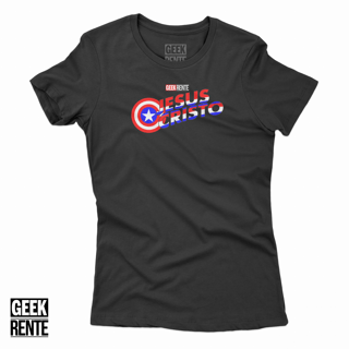 Camiseta Feminina JESUS CRISTO / CAPITÃO AMÉRICA