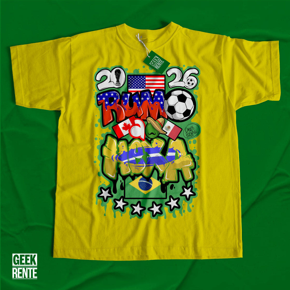 Nome do produto: Camiseta Masculina Amarela RUMO AO HEXA