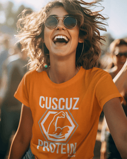 Nome do produto Camiseta Cuscuz Protein Baby Long Feminina (Estampa Branca)