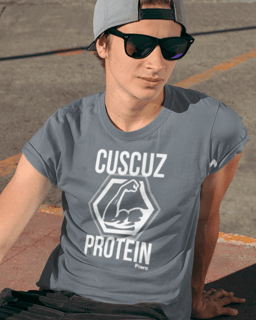 Nome do produto Camiseta Cuscuz Protein Masculina (Estampa Branca)