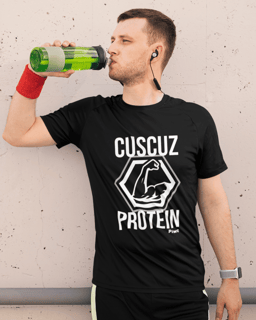 Nome do produto Camiseta Cuscuz Protein Masculina (Estampa Branca)