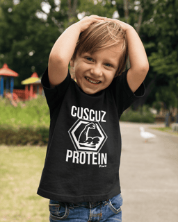 Nome do produto Camiseta Cuscuz Protein Infantil (Estampa Branca)