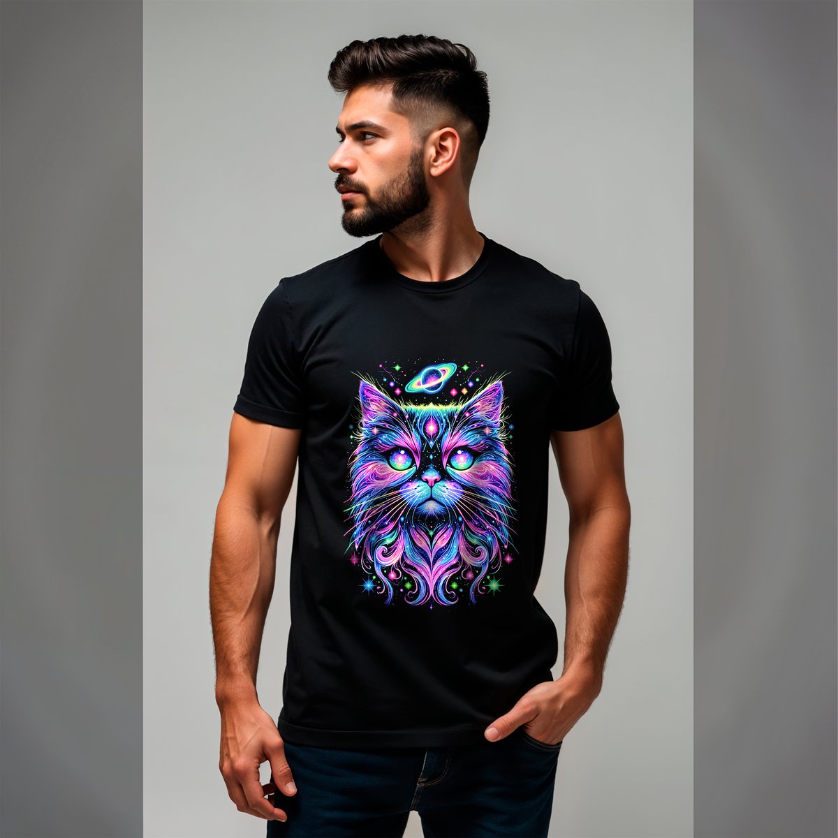 Nome do produto: CAMISA GATO COSMICO 