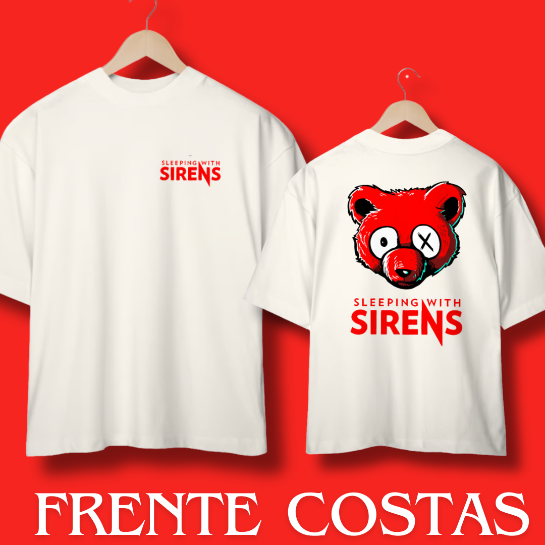 Nome do produto: Camiseta Oversized Sleeping with Sirens - Red Bear