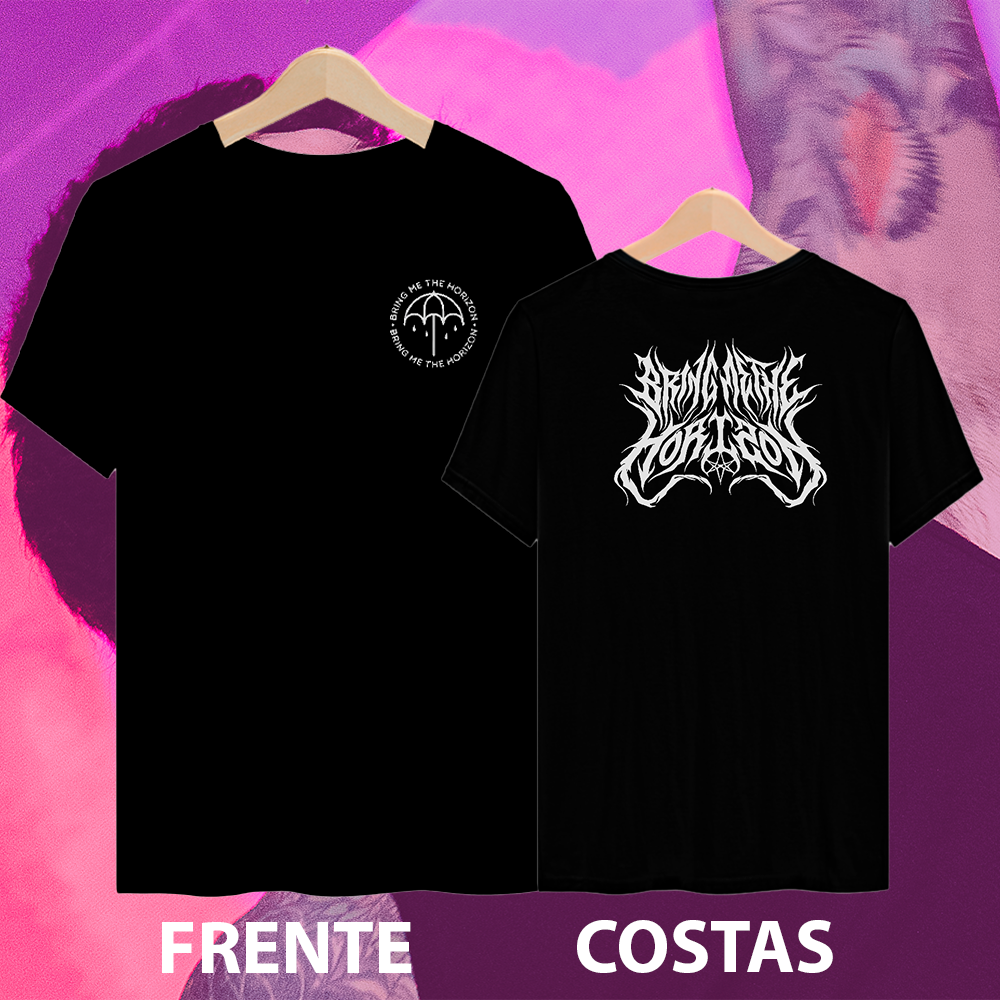 Nome do produto: Camiseta Bring Me The Horizon - Logo pequeno frente/costas