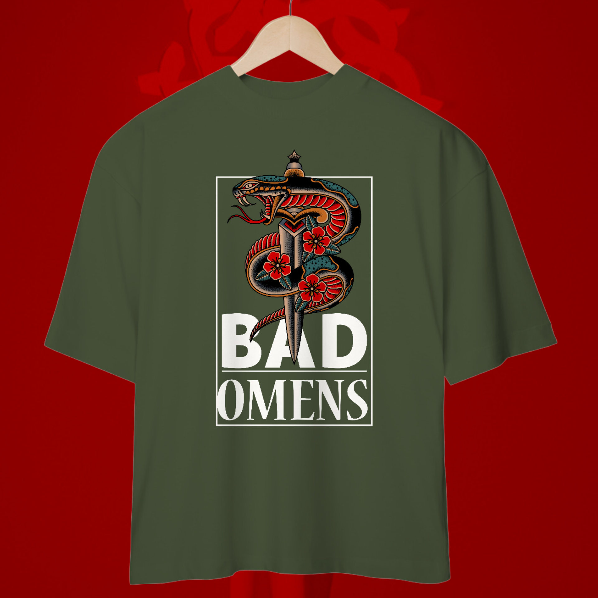 Camiseta Oversized Bad Omens - Snake