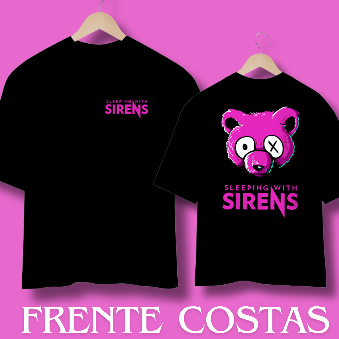 Nome do produto: Camiseta Oversized Sleeping With Sirens - Pink Bear