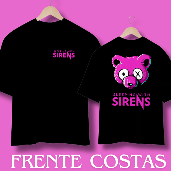 Camiseta Oversized Sleeping With Sirens - Pink Bear