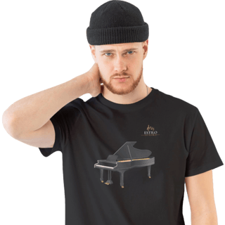 Camiseta Premium Masculina Algodão Pima Estampada Musical Piano - Estilo Sonoro