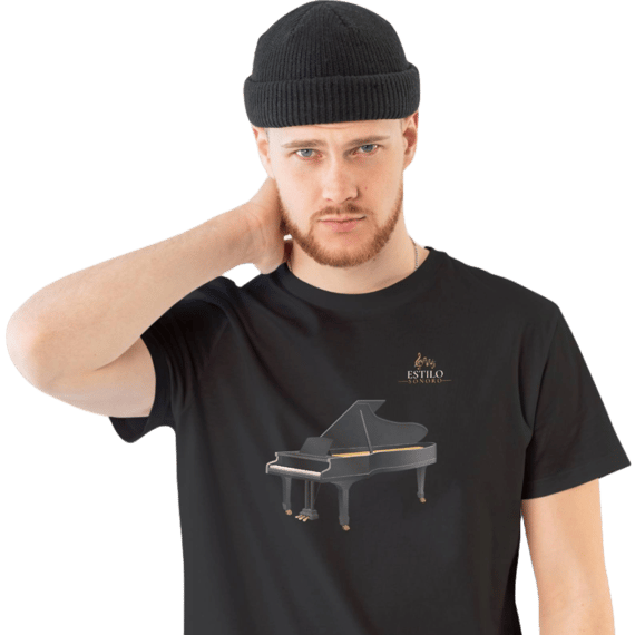 Camiseta Premium Masculina Algodão Pima Estampada Musical Piano - Estilo Sonoro