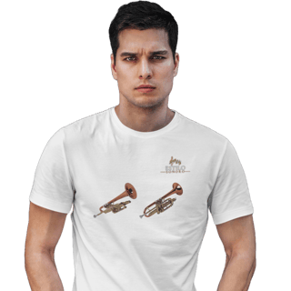 Camiseta Premium Masculina Algodão Pima Estampada Musical Trompete - Estilo Sonoro