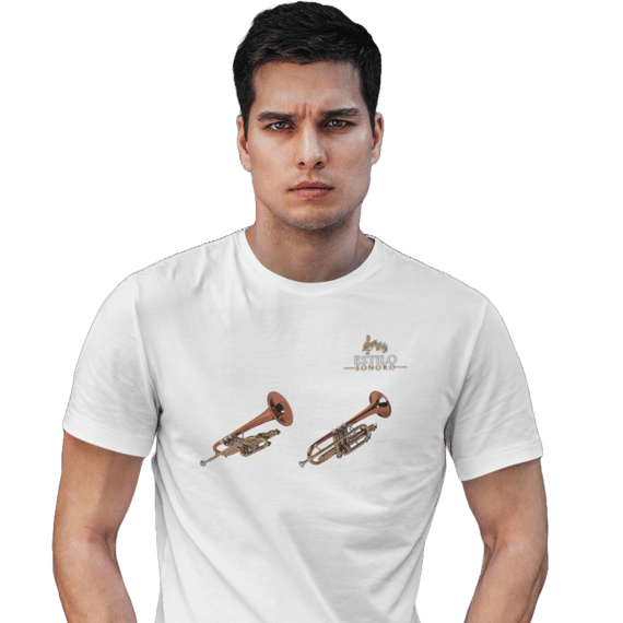Camiseta Premium Masculina Algodão Pima Estampada Musical Trompete - Estilo Sonoro