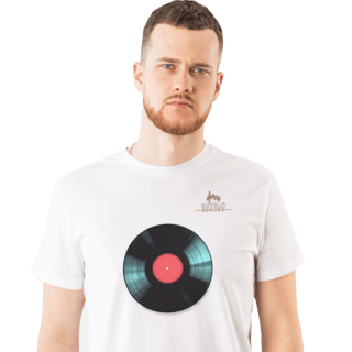 Camiseta Premium Masculina Algodão Pima Estampada Musical Disco de Vinil - Estilo Sonoro
