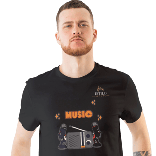 Camiseta Premium Masculina Algodão Pima Estampada Musical Rádio Music - Estilo Sonoro