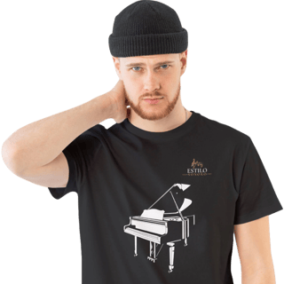 Camiseta Premium Masculina Algodão Pima Estampada Musical Piano - Estilo Sonoro