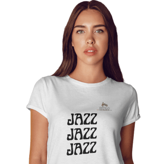 Camiseta Premium Feminina Algodão Pima Estampada Musical Jazz Music - Estilo Sonoro