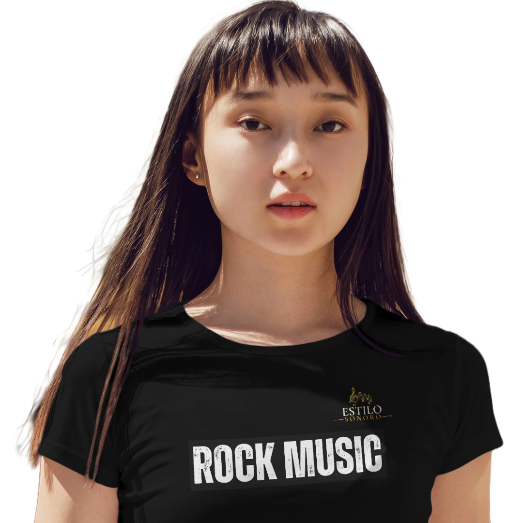 Camiseta Premium Feminina Algodão Pima Estampada Musical Rock Music - Estilo Sonoro