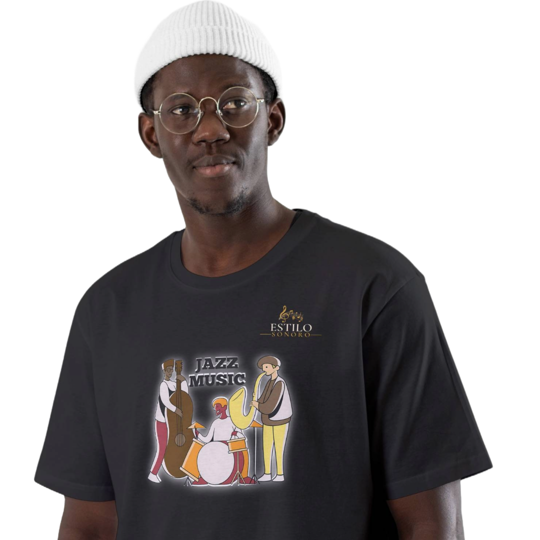 Camiseta Premium Masculina Algodão Pima Estampada Musical Jazz Music - Estilo Sonoro Nome do produto: Camiseta Premium Masculina Algodão Pima Estampada Musical Jazz Music - Estilo Sonoro