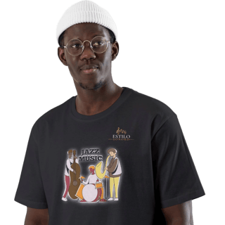 Camiseta Premium Masculina Algodão Pima Estampada Musical Jazz Music - Estilo Sonoro