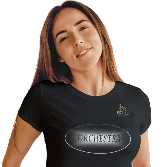 Camiseta Premium Feminina Algodão Pima Estampada Musical Orquestra - Estilo Sonoro
