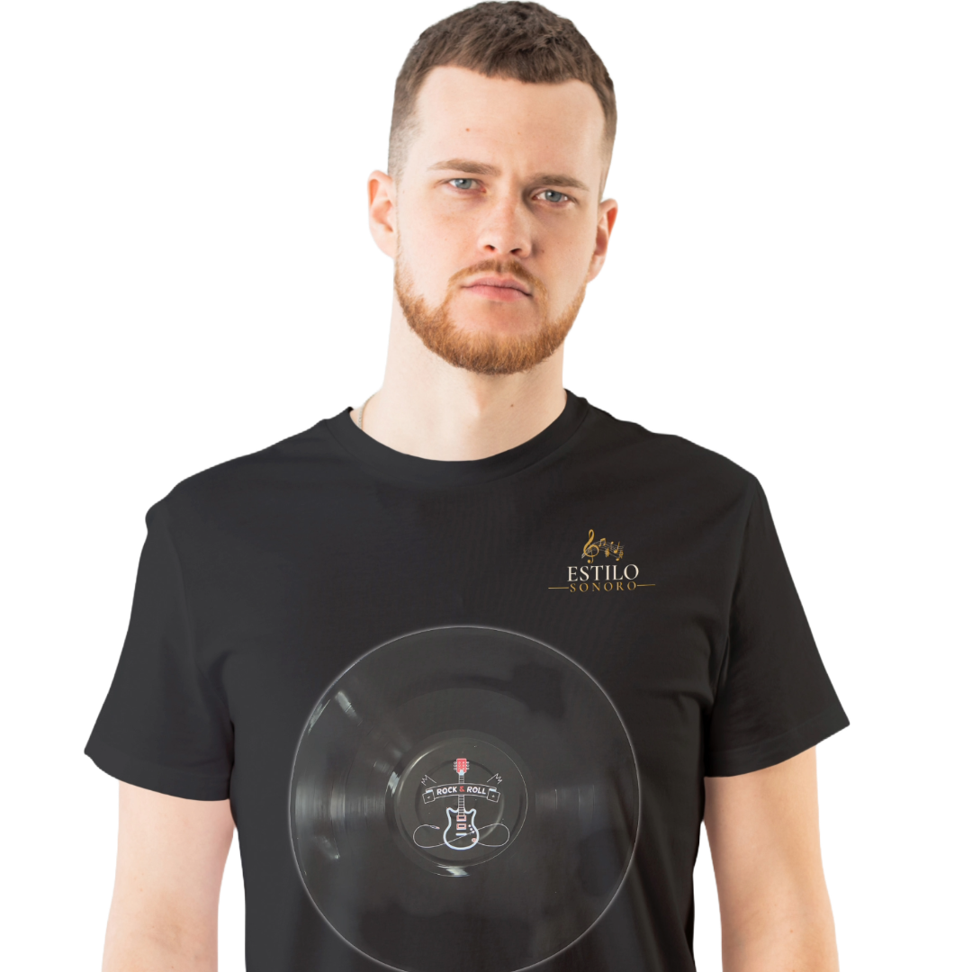 Camiseta Premium Masculina Algodão Pima Estampada Musical Disco de Vinil - Estilo Sonoro