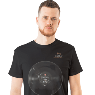 Camiseta Premium Masculina Algodão Pima Estampada Musical Disco de Vinil - Estilo Sonoro
