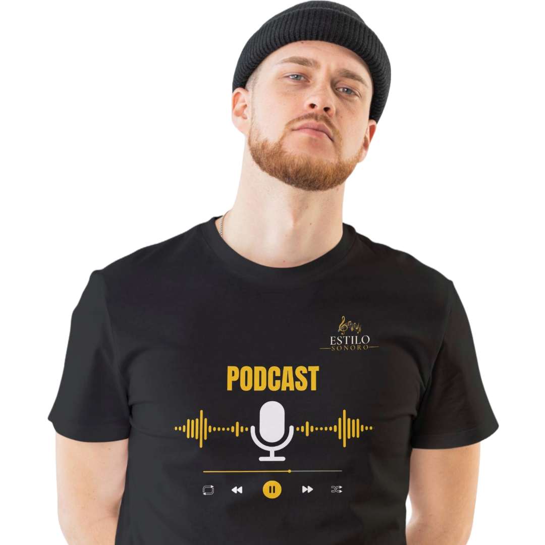 Camiseta Premium Masculina Algodão Pima Estampada Musical Podcast - Estilo Sonoro Nome do produto: Camiseta Premium Masculina Algodão Pima Estampada Musical Podcast - Estilo Sonoro