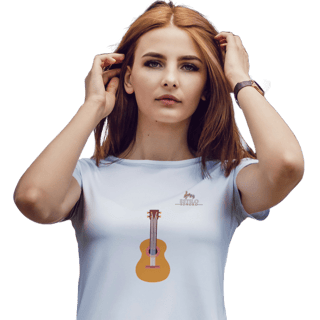 Camiseta Premium Feminina Algodão Pima Estampada Musical Ukulele - Estilo Sonoro