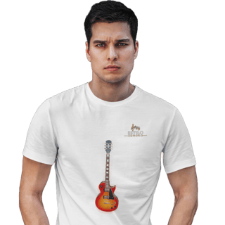 Camiseta Premium Masculina Algodão Pima Estampada Musical Guitarra - Estilo Sonoro