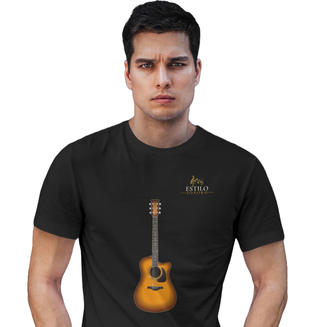 Camiseta Premium Masculina Algodão Pima Estampada Musical Violão - Estilo Sonoro