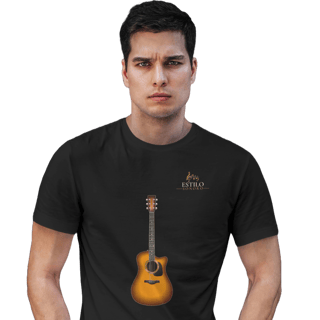 Camiseta Premium Masculina Algodão Pima Estampada Musical Violão - Estilo Sonoro