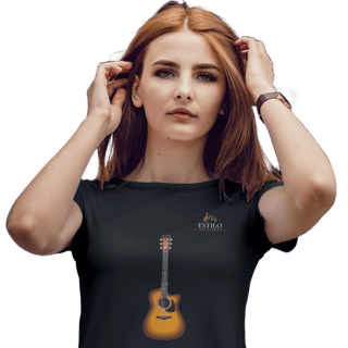 Camiseta Premium Feminina Algodão Pima Estampada Musical Violão - Estilo Sonoro