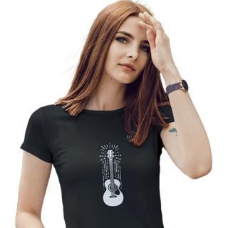 Camiseta Premium Feminina Algodão Pima Estampada Musical Violão - Estilo Sonoro