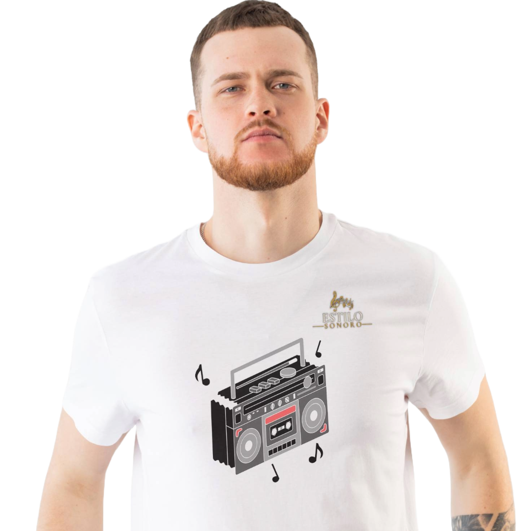 Camiseta Premium Masculina Algodão Pima Estampada Musical Rádio Music - Estilo Sonoro