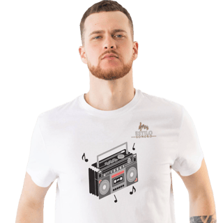 Camiseta Premium Masculina Algodão Pima Estampada Musical Rádio Music - Estilo Sonoro